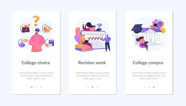 On-campus learning app interface template. — Stockový vektor