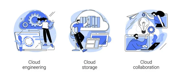 Computación basada en la nube abstracta concepto vector ilustraciones. — Vector de stock