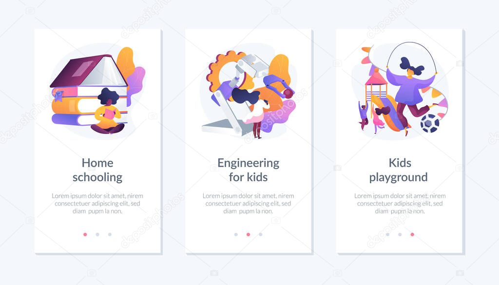 Kids education and development app interface template.