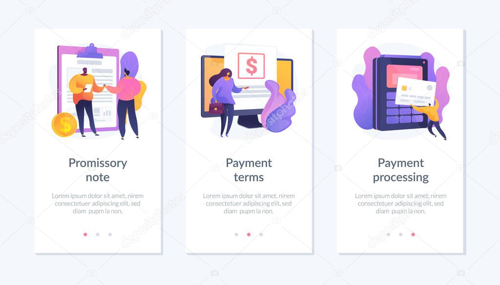 Payment terms and conditions app interface template.