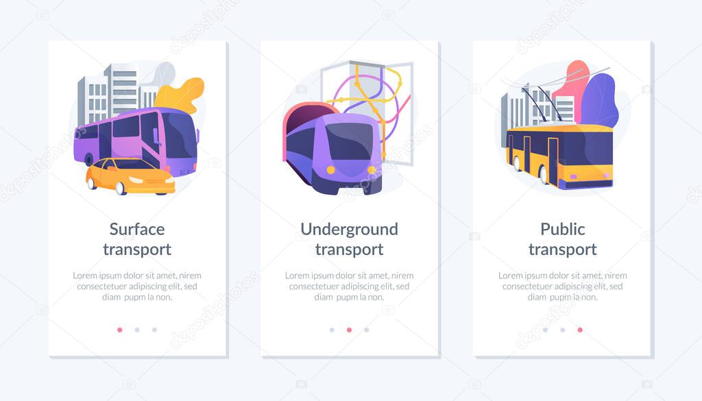 Urban passengers transportation app interface template.