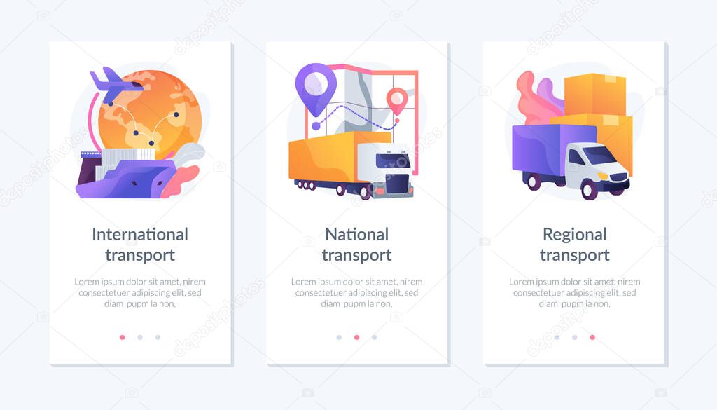 Worldwide order delivery service app interface template.