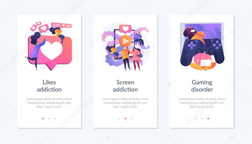 Technology addiction app interface template.