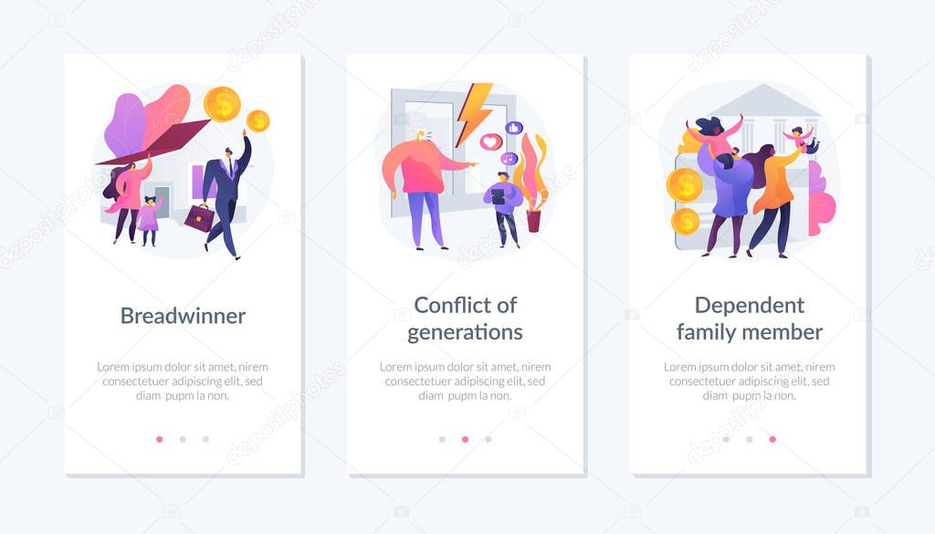 Traditional gender and social roles app interface template.