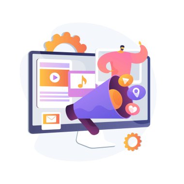 Dijital PR soyut konsept vektör çizimi.