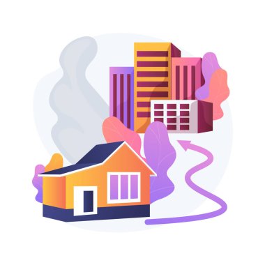 Taşradan kasabaya soyut konsept vektör illüstrasyonuna göç.