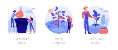 Bahçe mevsimsel çalışmaları soyut konsept vektör çizimleri.