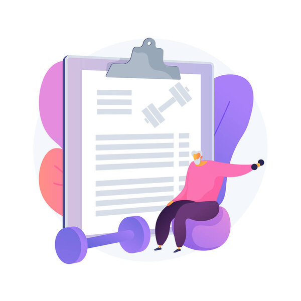Elder fitness abstract concept vector illustration.