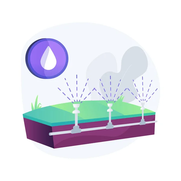 芝生の散水システム抽象的な概念ベクトル図. — ストックベクタ