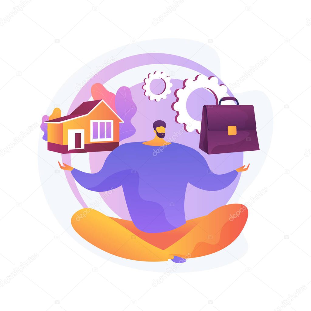 Balancing work and family abstract concept vector illustration.