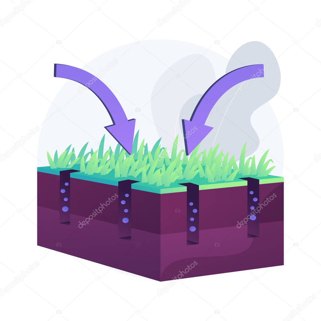Lawn aeration abstract concept vector illustration.