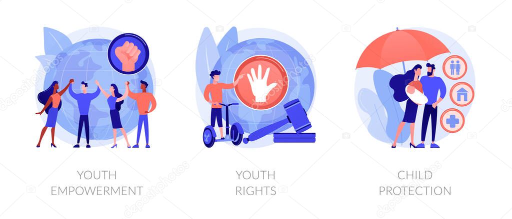 Young people rights protection abstract concept vector illustrations.