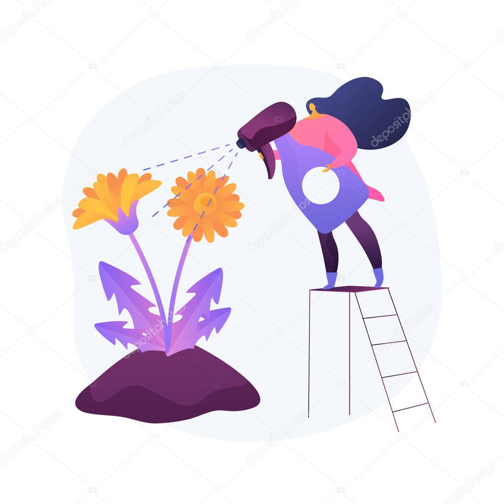 Dandelion removal abstract concept vector illustration.