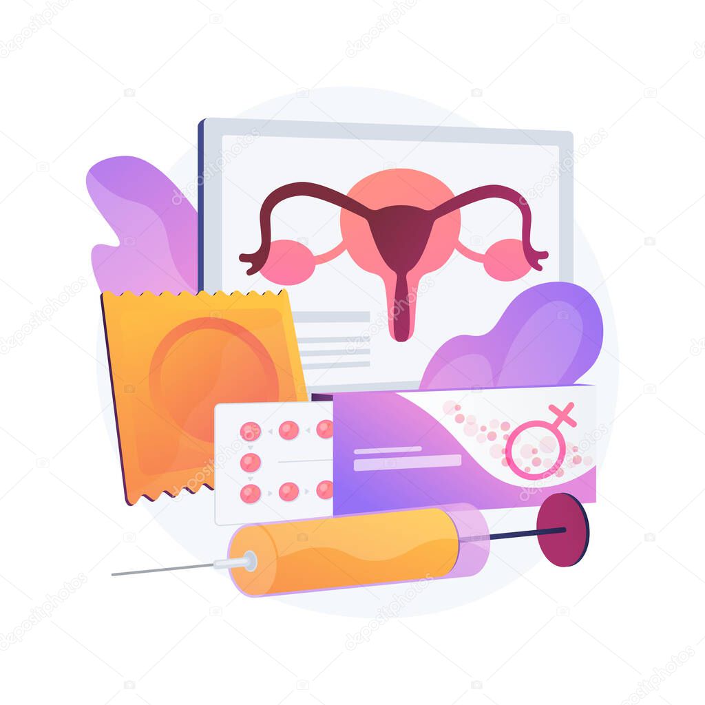 Female contraceptives abstract concept vector illustration.