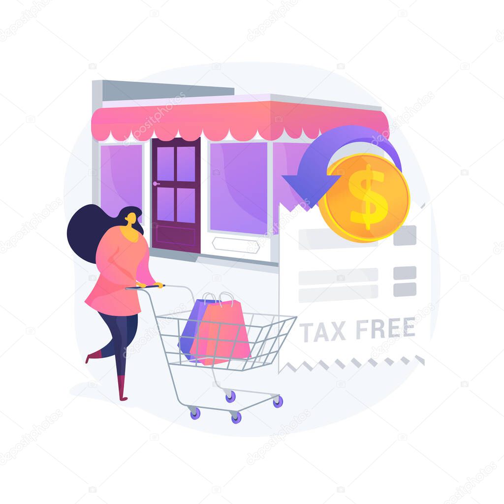 Tax free service abstract concept vector illustration.