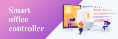 Akıllı konuşmacı ofisi denetleyici web pankartı konsepti.