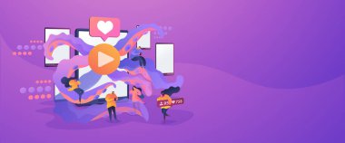 Smartphone bağımlılığı web pankartı konsepti.