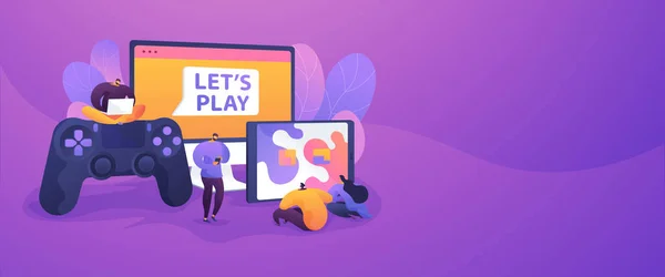 Concept de bannière web de jeu multi-plateforme. — Image vectorielle