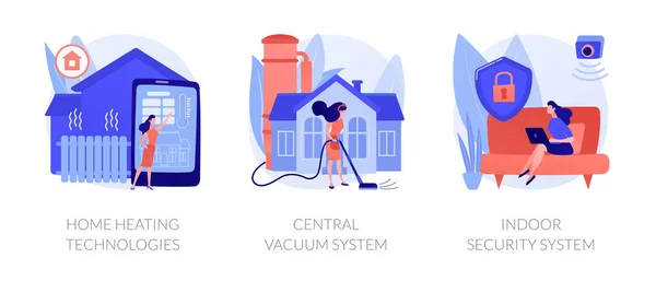 Home Technologies Abstract Concept Vector Illustration Set Home Heating Central — Stock Vector