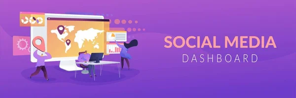 Encabezado de banner de concepto de panel de control de redes sociales — Vector de stock