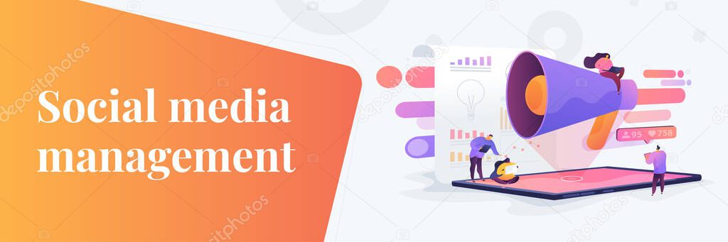 Social media management web banner concept.