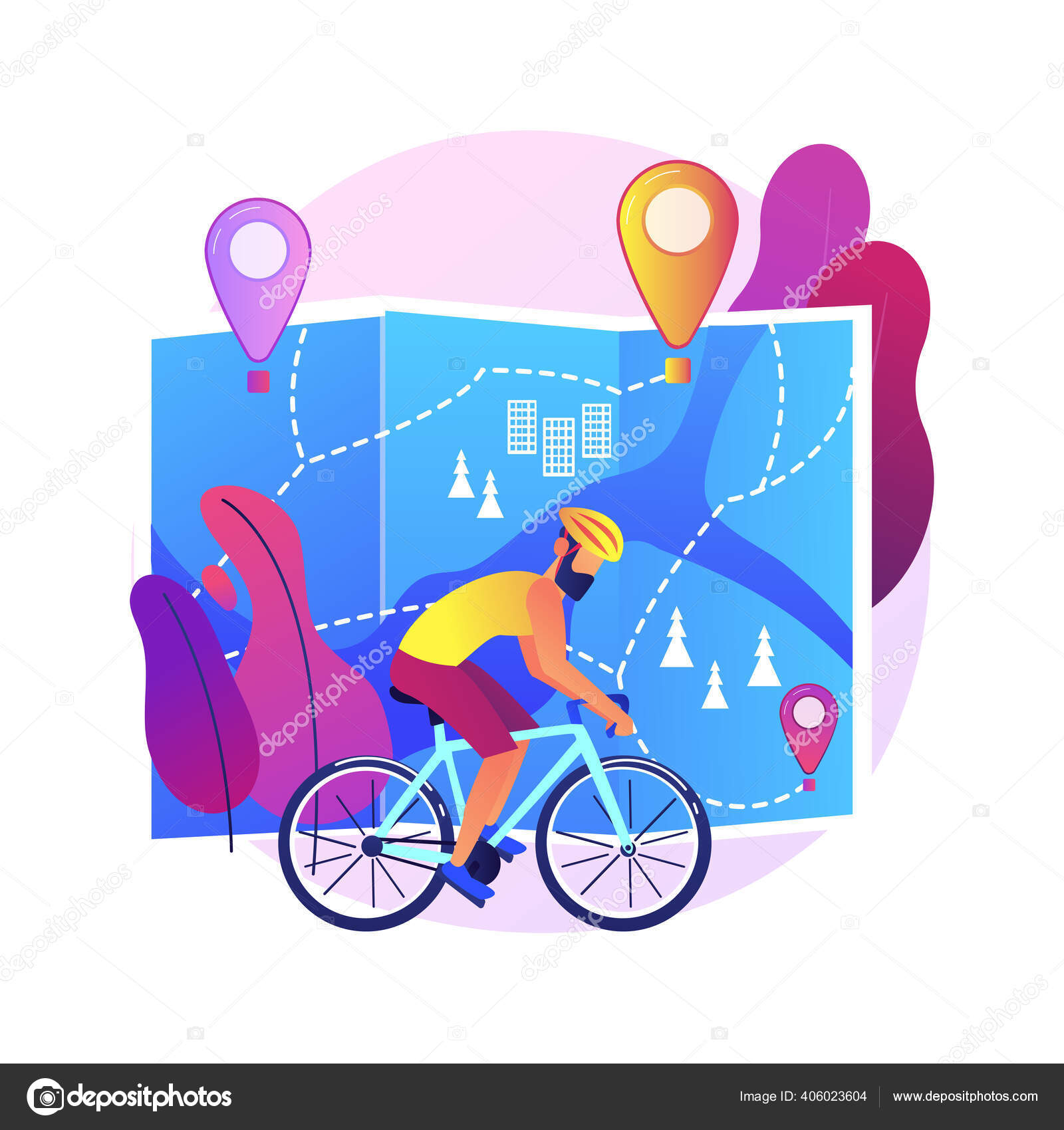 Bike Paths Network Abstract Concept Vector Illustration National