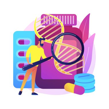 Biyofarmakoloji ürünleri soyut konsept vektör çizimi. Biyofarmakoloji ve kişisel bakım, biyolojik ürün, orta kozmetik, doğal eczane, besin takviyesi soyut metafor.