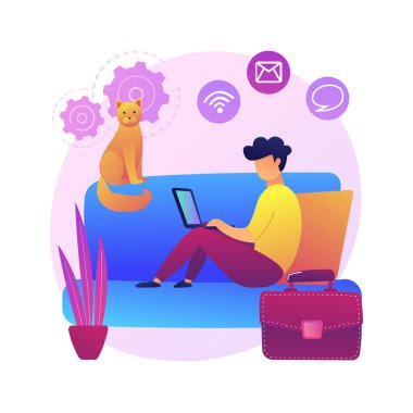 Bağımsız bir soyut konsept vektör çizimi ol. Uzak iş, bireysel serbest iş, bağımsız girişimci olmak, online müşteri bulmak, dijital göçebe soyut metaforu.