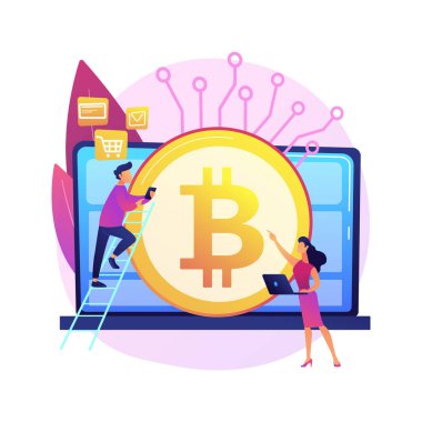 Dijital para birimi soyut konsept vektör çizimi. Kripto para birimi sermayelendirmesi, elektronik para birimi, e-para transferi, dijital para cirosu, transfer servisi soyut metafor.