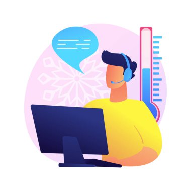 Soğuk soyut konsept vektör çizimi. Eski usul pazarlama, tele pazarlama, satış faaliyetleri, müşteriye telefonla ulaşmak, tüyolar ve teknikler, soğuk arama senaryosu soyut metaforu.