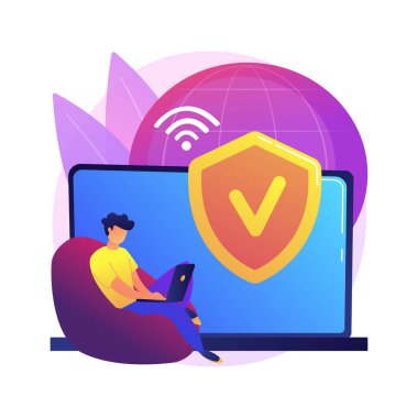 VPN erişimi soyut konsept vektör çizimi. Sanal özel ağ erişimi, uzak vekil sunucu, VPN servisi, engeli kaldırma çevrimiçi, güvenli internet, küresel bağlantı soyut metafor.