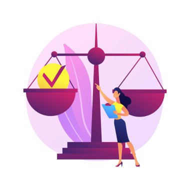 Güvenilirlik kavramı soyut vektör çizimi. Hukuki sorumluluk, kişisel ve kamu sorumluluğu, eylemlerin ve kararların sorumluluğunu almak, liderlik rolleri soyut metafor.