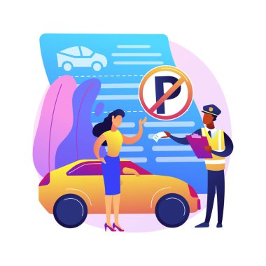 Park cezaları soyut konsept vektör illüstrasyonunu etkiler. Park alanı yok, yasak bölge, ceza ihbarı, kural ihlali, ceza makbuzu, online ödeme süresi, soyut bir metafor..