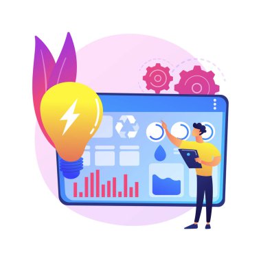 Kaynakların yönetimi soyut konsept vektör çizimi. Doğal kaynakların ekonomisi, sürdürülebilir yönetim, NRM, yenilenebilir enerji, fosiller kullanımı, su tüketimi soyut metafor.