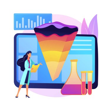 Jeokimya soyut konsept vektör çizimi. Organik jeokimya, uygulamalı toprak bilimi, petrol araştırması, mineraloji, eser element çalışması, suda toprak keşfi soyut metafor.