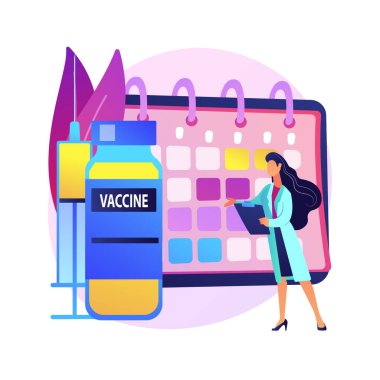 Bağışıklık programı soyut konsept vektör çizimi. Önleme programı, bulaşıcı hastalıkları önleme, çocuk aşılama planı, yetişkin aşılama takvimi soyut metafor.