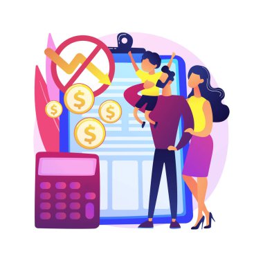 Kriz karşıtı aile bütçesi soyut konsept vektör çizimi. Kriz yönetimi, mali sağlık, aile ekonomik kararları, düşük gelir, ev bütçesi tasarruf tedbirleri soyut metafor.