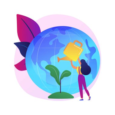 Soyut konsept vektör illüstrasyonunu koruyor. Toprak sağlığı, yaban hayatı koruması, koruma alanı, ulusal park, vahşi orman, doğal manzara, orman korunumu soyut metafor.