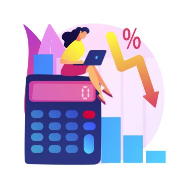 Calculating loss abstract concept vector illustration. Profit loss formula, accountancy service, calculating material losses, tax payment, calculate expenses, microeconomics abstract metaphor. clipart