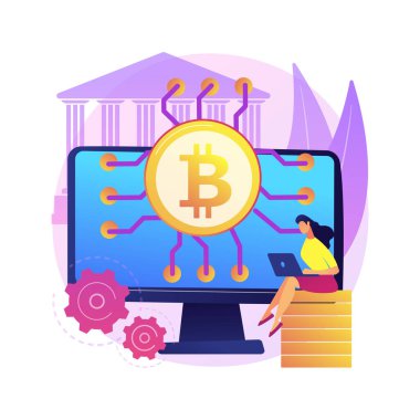 Fintech teknolojisi soyut konsept vektör çizimi. Teknoloji entegrasyonu, finans hizmetleri şirketi, ödeme işlemleri, borsa uygulaması, borç verme pazarı, ipotek soyut metaforu.