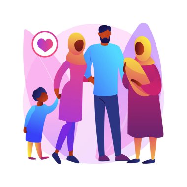 Çok eşlilik soyut konsept vektör çizimi. Birden fazla eş, çok eşlilik, grup seks, aşk üçgeni, üçlü seks, aile güveni, aşk arkadaşları, yasal statü metaforu..