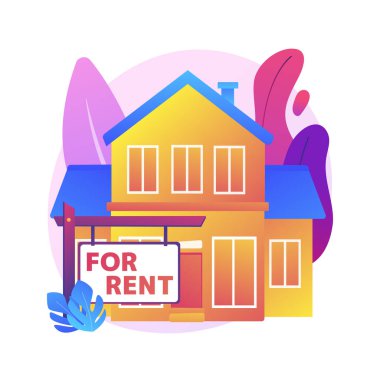 Soyut konsept vektör çizimi için kiralık ev. İnternet üzerinden rezervasyon, en iyi kiralık mülk, emlak hizmeti, konaklama pazarı, kira listesi, aylık kira soyut metaforu.
