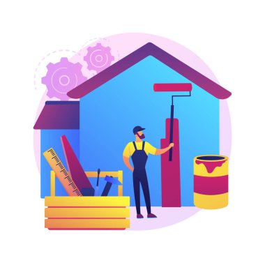 DIY soyut konsept vektör illüstrasyonunu onar. Kendin yap, kendi kendine öğrenme, video eğitimi, tamir kılavuzu, bozuk ev aletleri, soyut metaforu düzeltme problemi..