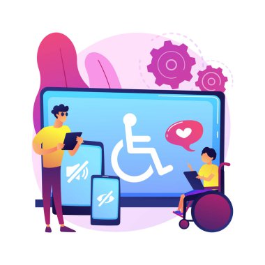 Electronic accessibility abstract concept vector illustration. Accessibility to websites, electronic device for disabled people, communication technology, adjustable web pages abstract metaphor. clipart