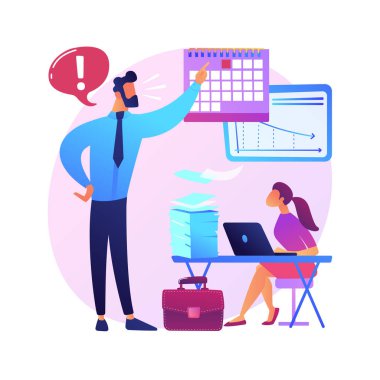 Çalışma basıncı soyut konsept vektör çizimi. Stres yönetimi, iş yoğunluğu, kronik anksiyete, fiziksel sağlık, duygusal gerilim, teslim tarihi baskısı, çalışanların refahı soyut metafor.