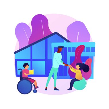 Çocuk rehabilitasyon merkezi soyut konsept vektör çizimi. Çocuk rehabilitasyon merkezi, çocuk sağlığı hizmetleri, koordinasyon, pediatrik ve eğitim desteği soyut metafor.