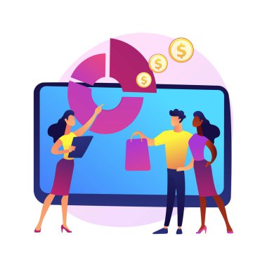 Soyut konsept vektör illüstrasyonu satışı danışmanlığı. Danışman satış yaklaşımı, satış süreci, satış koçluğu, kurumsal temsilcilik, danışma süreci, aracılık soyut metaforu.