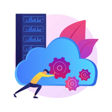 Büyük veri mühendisliği soyut konsept vektör çizimi. Yazılım mühendisliği, büyük veri işleme sistemi, büyük veri mimarisi, veritabanı teknolojisi, büyük işlem sistemleri soyut metafor.