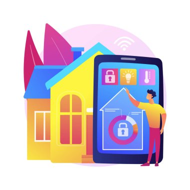 Akıllı ev 2.0 soyut konsept vektör çizimi. Gelecek nesil IoT, bilişsel zekaya, kapalı altyapıya, akıllı yaşam ortamına, soyut yaşam kalitesine sahip metafora ev sahipliği yapıyor..