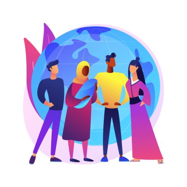 Uyruk kavramsal konsept vektör çizimi. Doğum ülkesi, pasaport, ulusal gelenekler, yasal statü, doğum belgesi, insan hakları ve soyut metafor.